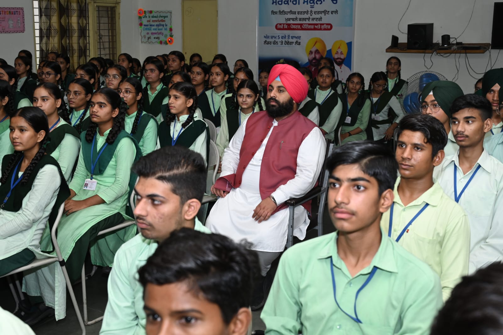 Education Minister and Govt School students congratulate ISRO scientists and nation for successful landing of Chandrayaan-3 on Moon