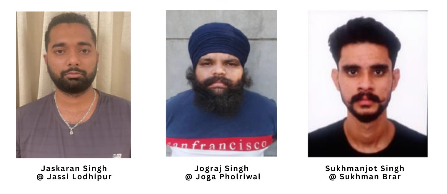 PUNJAB POLICE’S AGTF IN JOINT OP WITH CENTRAL AGENCIES ARREST THREE SHOOTERS OF GANGSTER SONU KHATRI